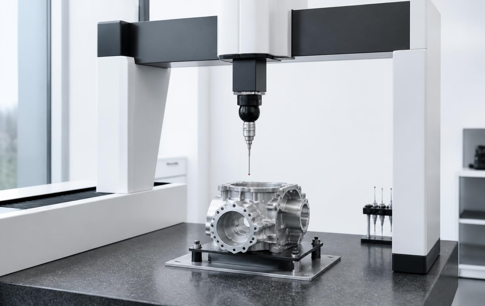 Coordinate measuring machine probing a precision machined component